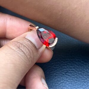 Gold Lamitate Radiant Red Teardrop Ring